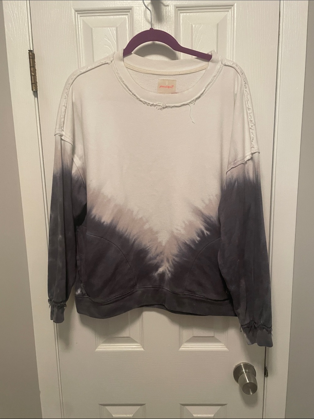 Tie-Dye Pullover Sweatshirt — White and Gray Free Prople
